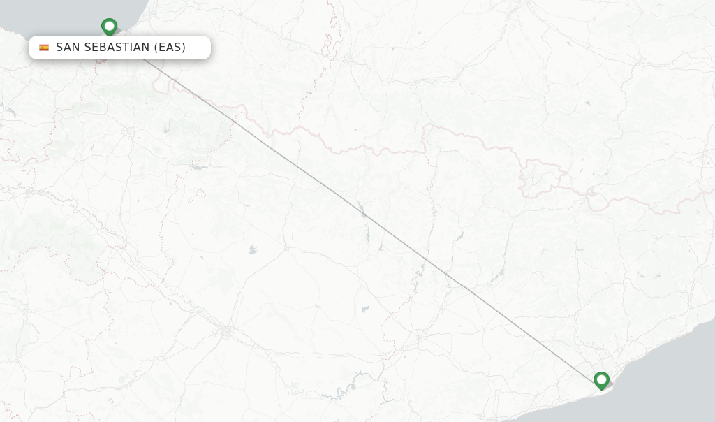 Route map with flights from San Sebastian with Vueling