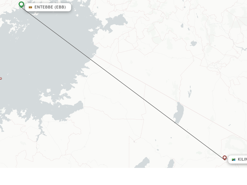 Flights from Entebbe to Kilimanjaro route map
