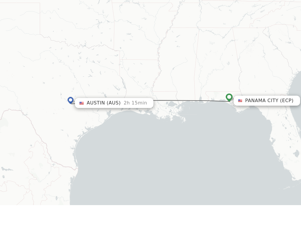 Flights from Panama City to Austin route map