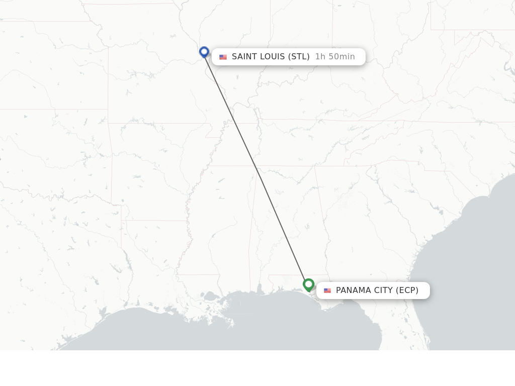 Flights from Panama City to Saint Louis route map