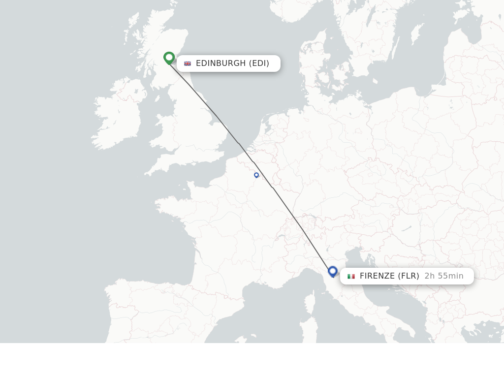 Flights from Edinburgh to Firenze route map