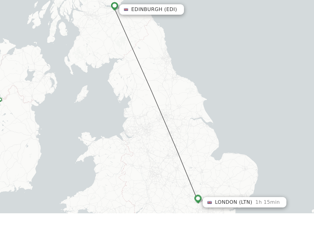 Flights from Edinburgh to London route map