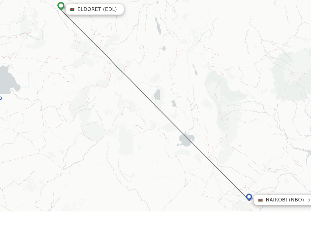 Flights from Eldoret to Nairobi route map