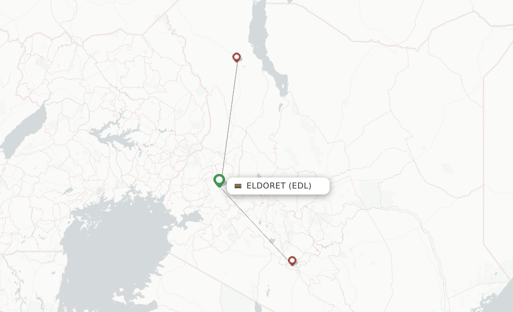 Route map with flights from Eldoret with Skyward Express