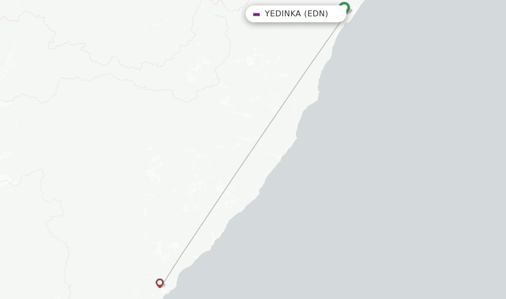 Route map with flights from Yedinka with Aurora
