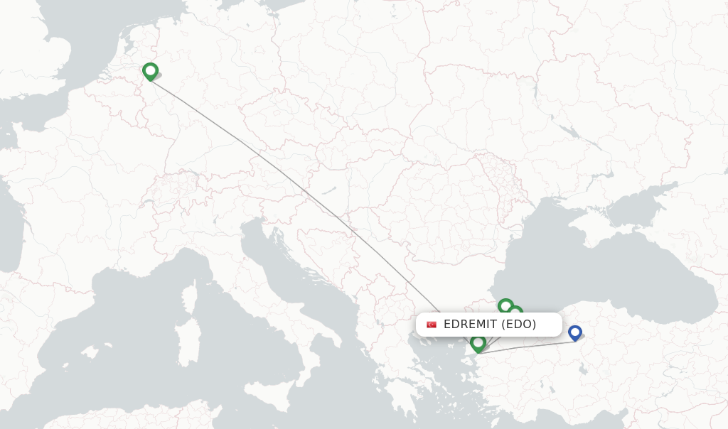 Flights from Edremit to Hanover route map