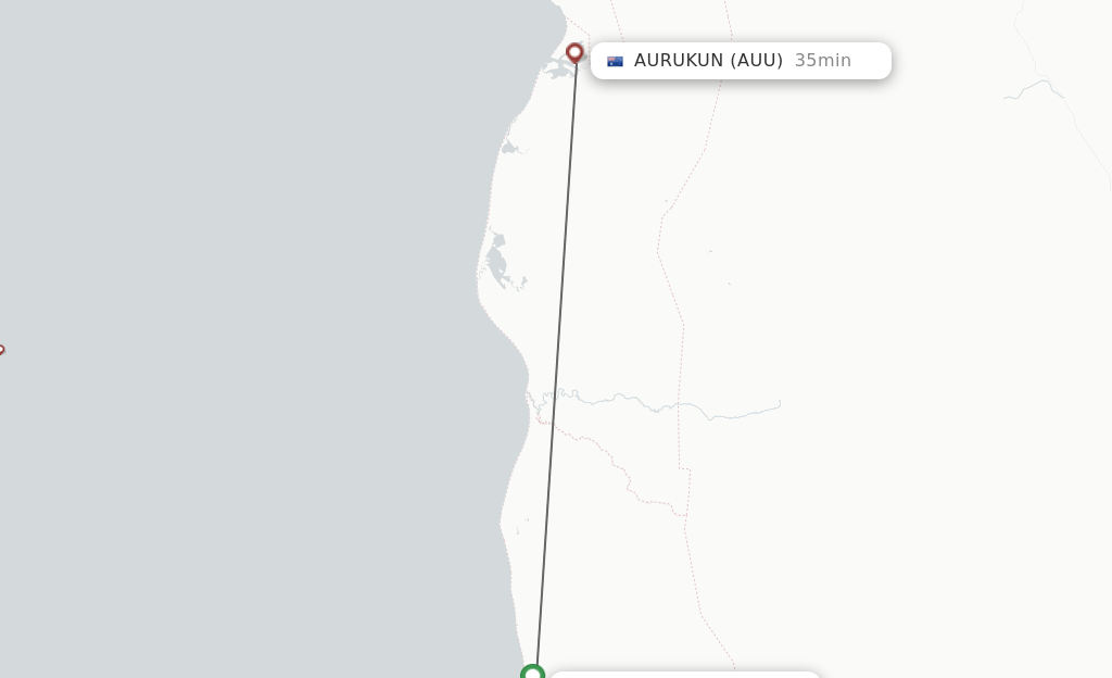 Flights from Edward River to Aurukun route map