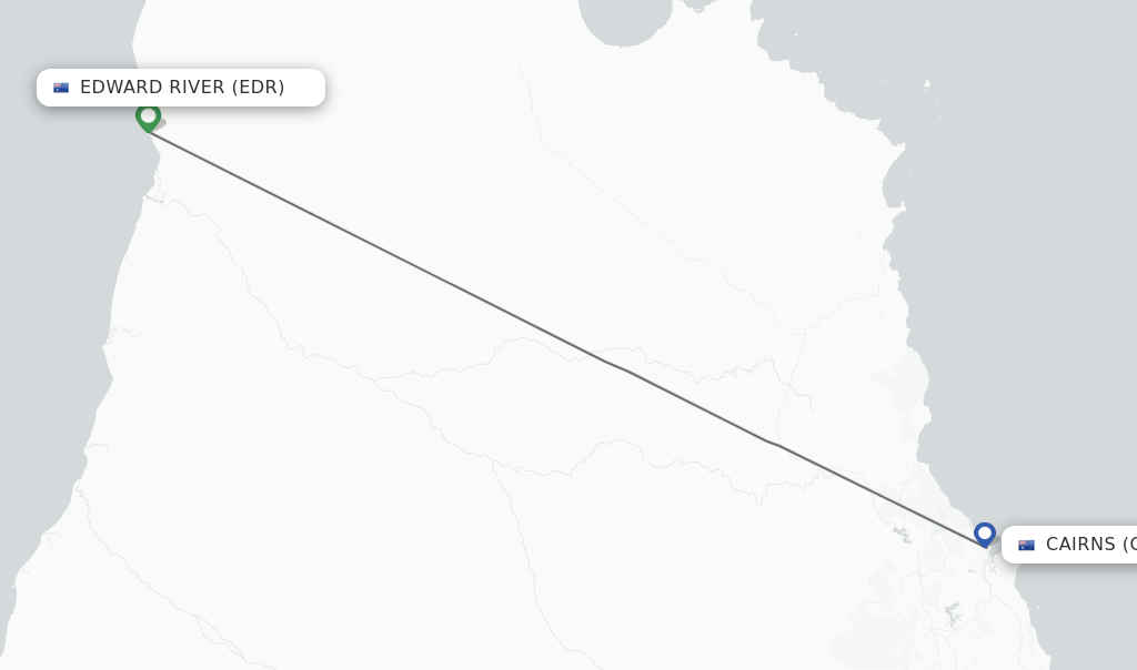 Flights from Edward River to Cairns route map