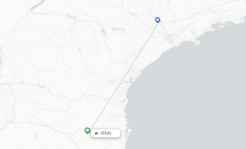 Route map with flights from Correia with Azul