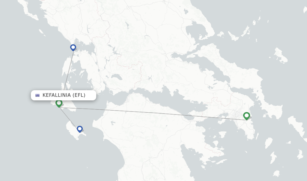 Route map with flights from Kefallinia with Sky Express