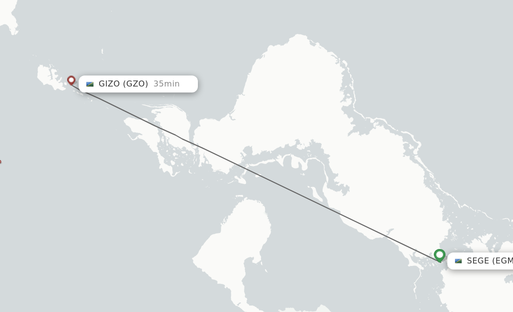 Flights from Sege to Gizo route map