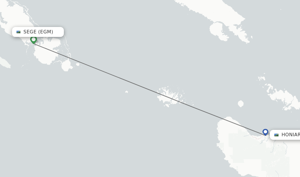 Flights from Sege to Honiara route map