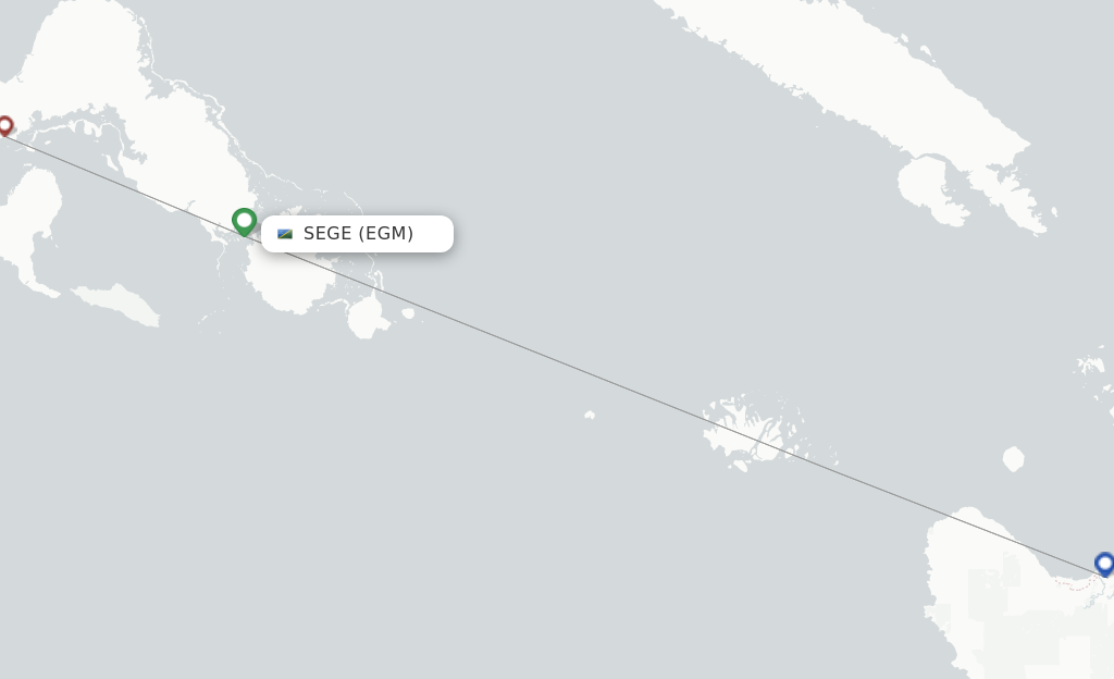 Route map with flights from Sege with Solomon Airlines