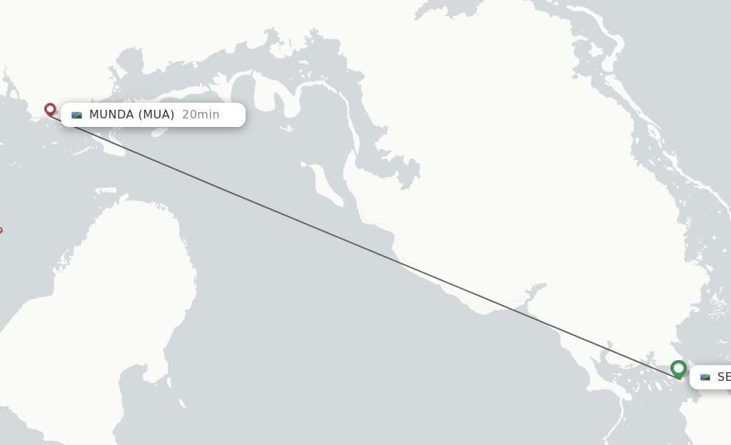 Flights from Sege to Munda route map