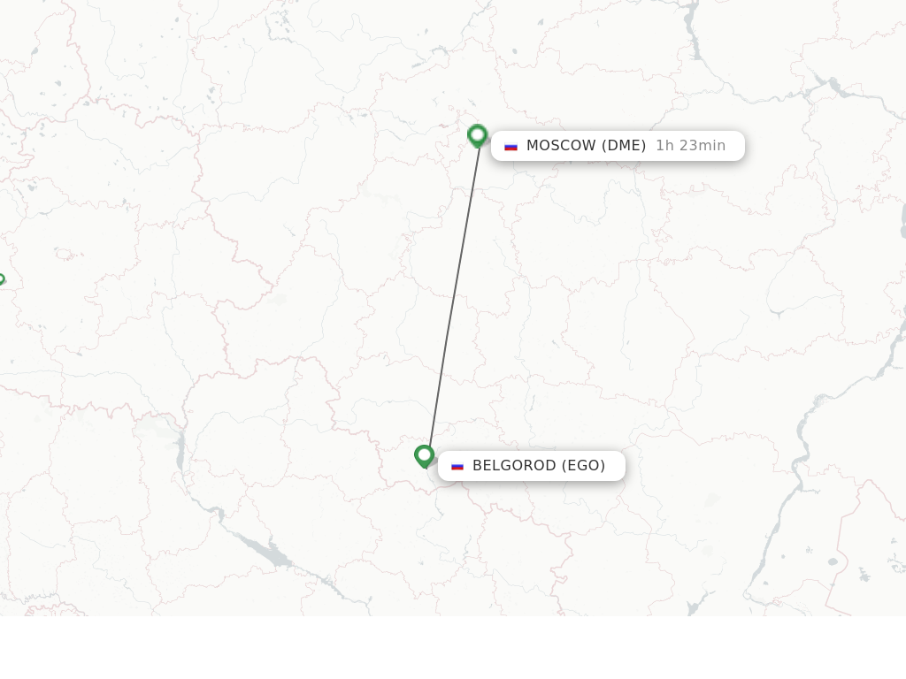 Flights from Belgorod to Moscow route map