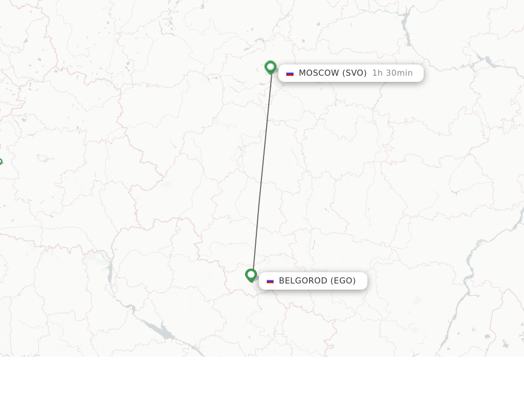 Flights from Moscow to Belgorod route map