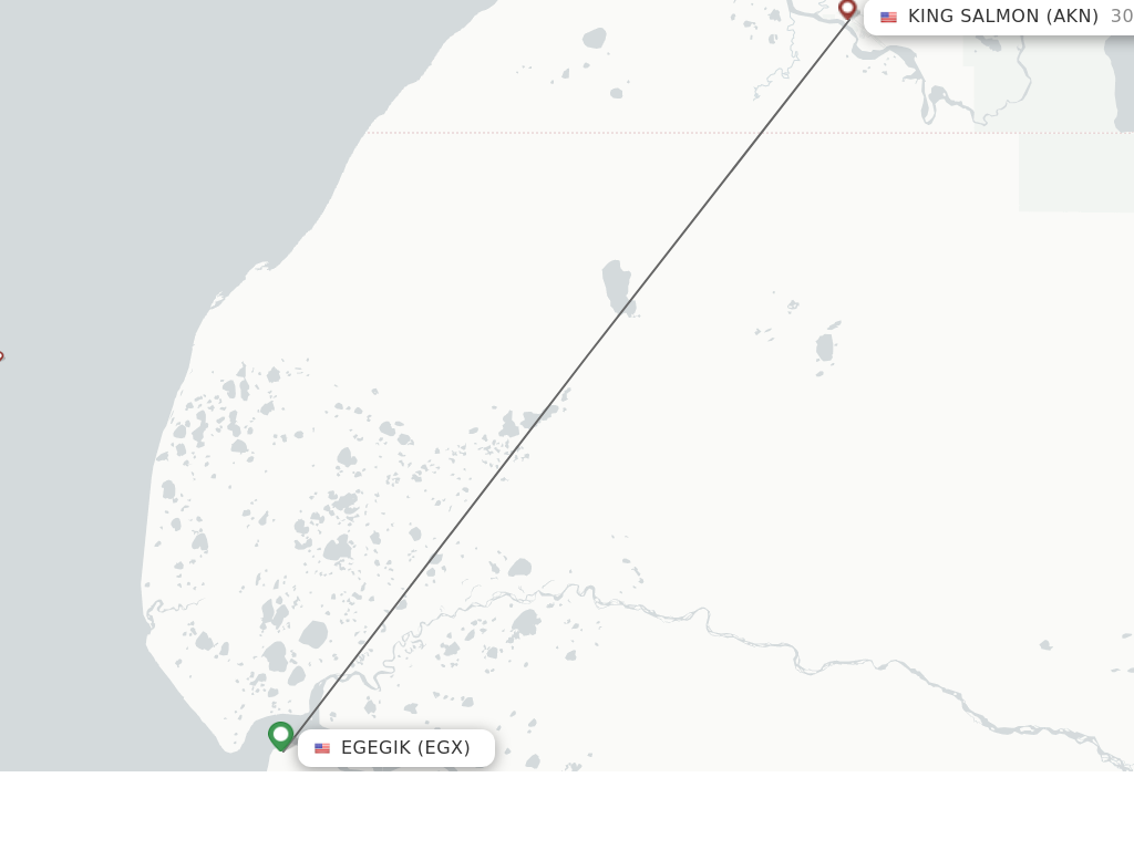 Flights from Egegik to King Salmon route map