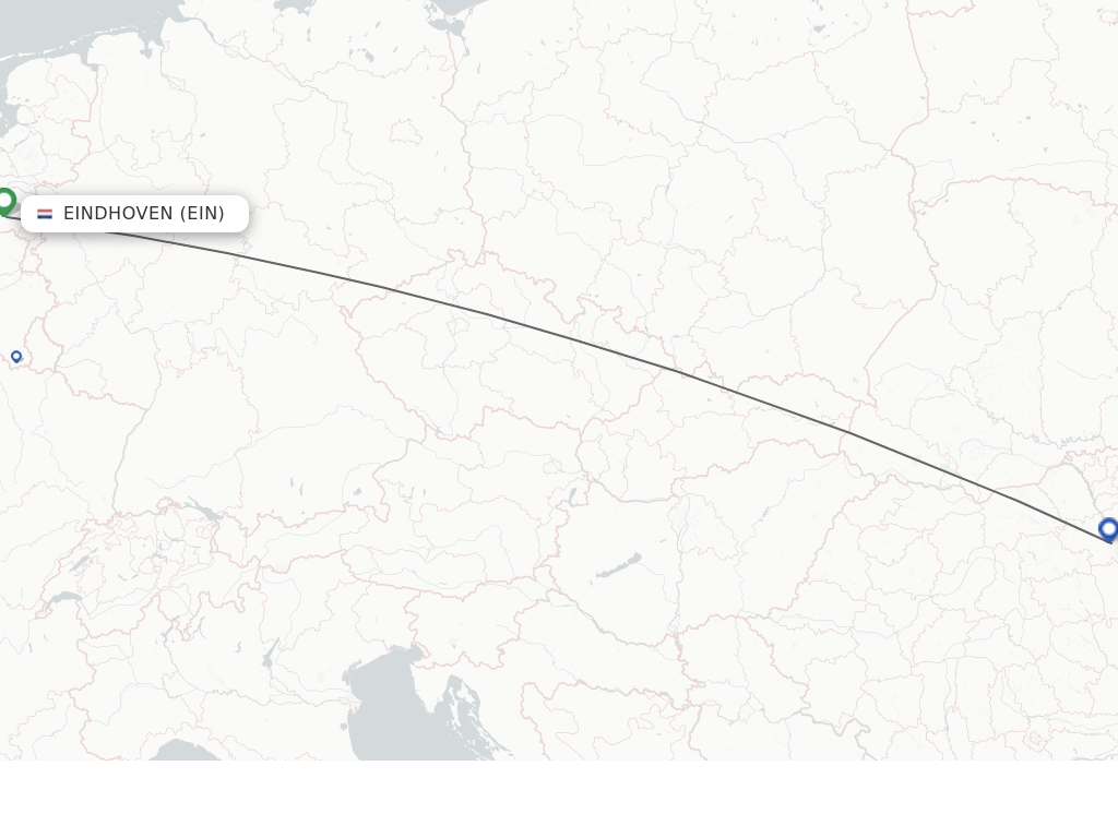 Flights from Eindhoven to Iasi route map