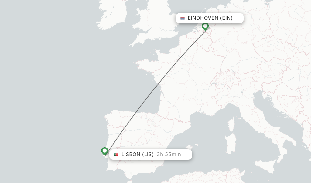 Direct (nonstop) flights from Eindhoven to Lisbon schedules