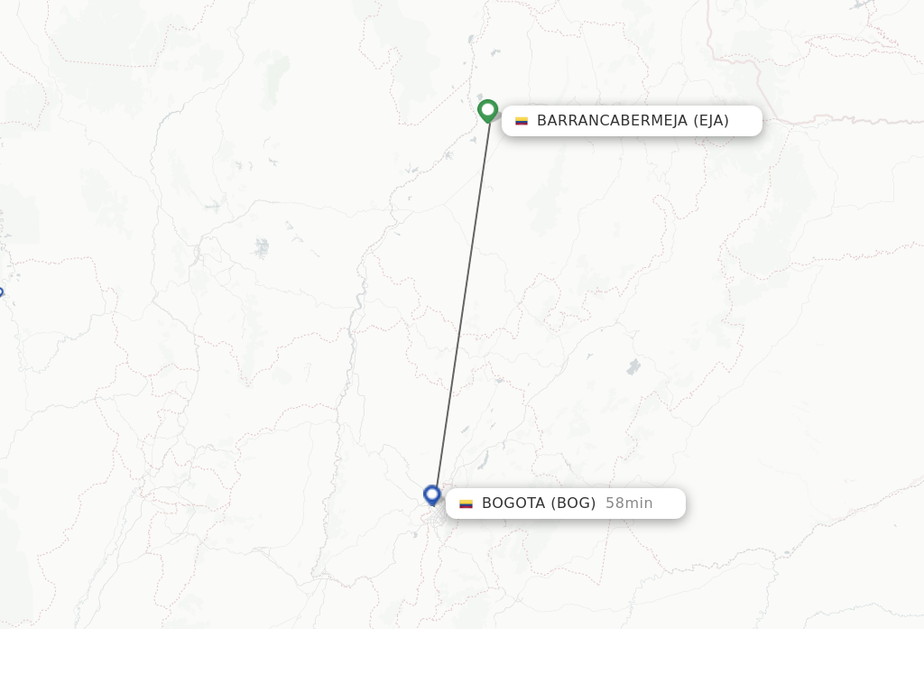 Flights from Barrancabermeja to Bogota route map