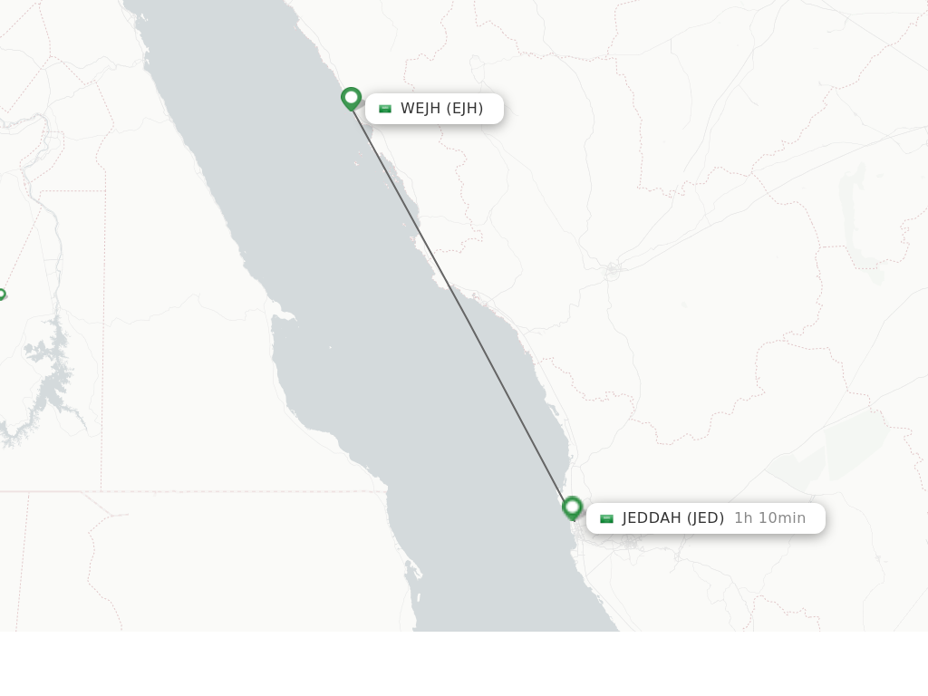 Flights from Wedjh to Jeddah route map