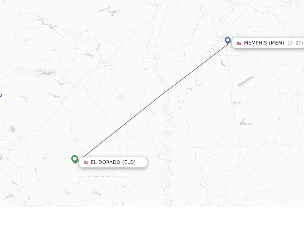 Flights from El Dorado to Memphis route map