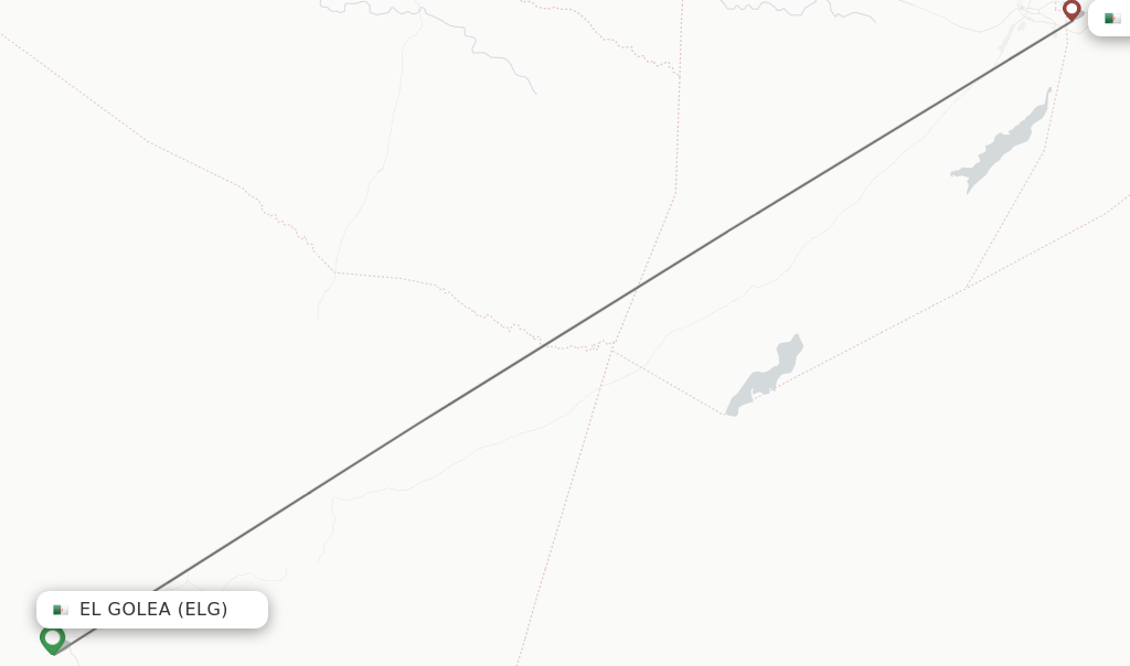 Flights from El Golea to Ouargla route map