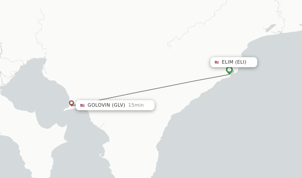 Flights from Elim to Golovin route map