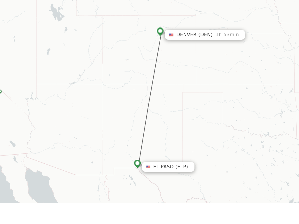 Flights from El Paso to Denver route map