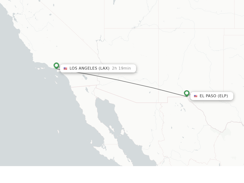Flights from El Paso to Los Angeles route map