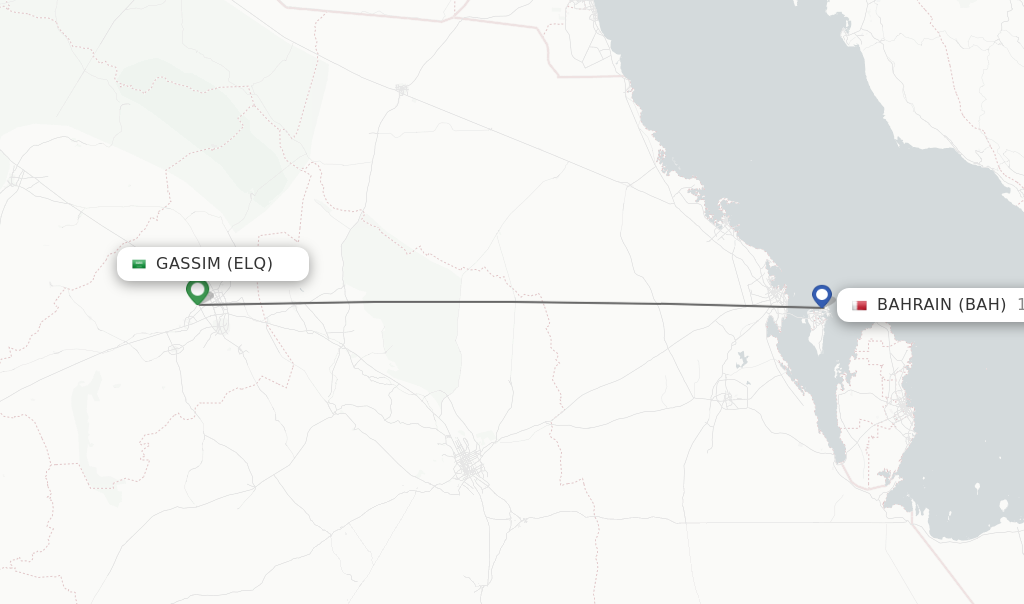 Flights from Gassim to Bahrain route map