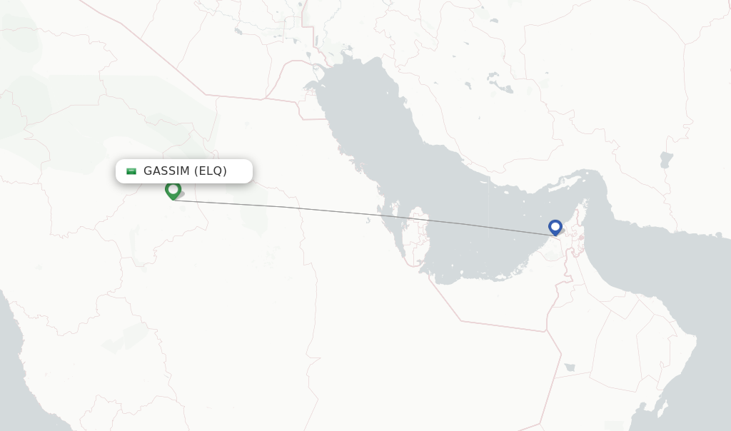Route map with flights from Gassim with Air Arabia