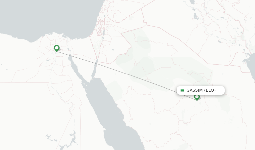 Route map with flights from Gassim with Nile Air