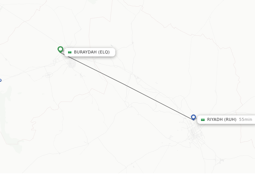 Flights from Buraydah to Riyadh route map