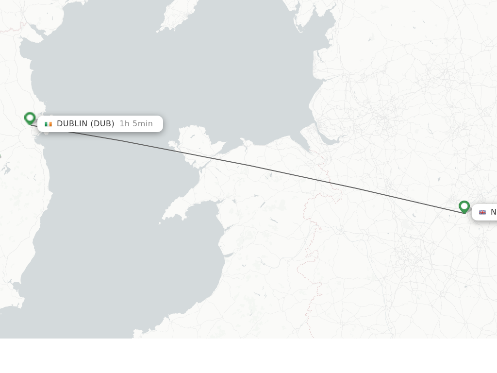 Flights from Leicestershire to Dublin route map