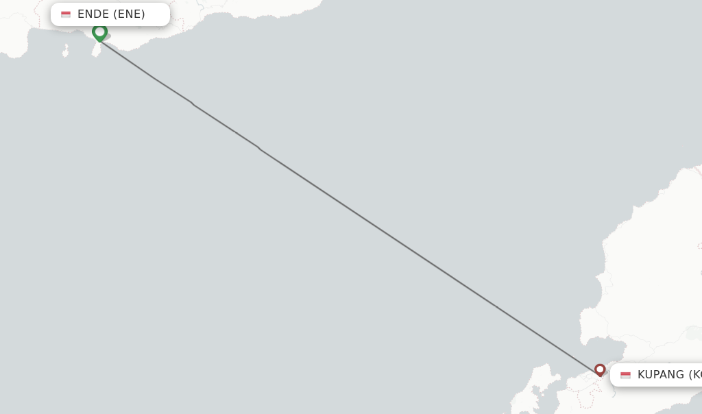 Flights from Ende to Kupang route map