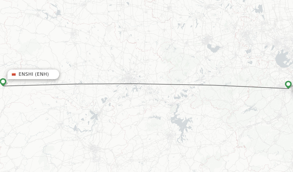 Flights from Enshi to Hangzhou route map