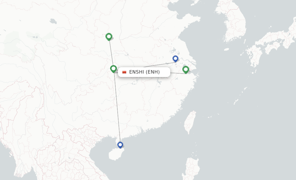 Route map with flights from Enshi with Beijing Capital Airlines