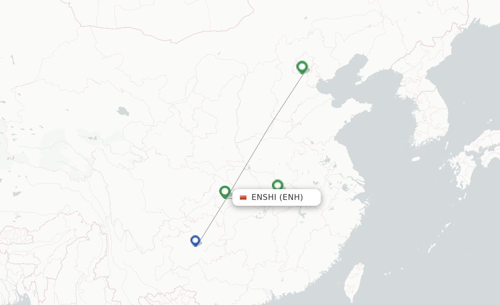 Route map with flights from Enshi with China Eastern Airlines