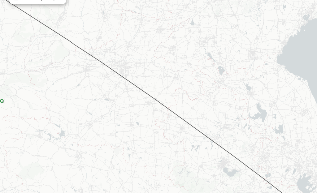 Flights from Yan'an to Hangzhou route map
