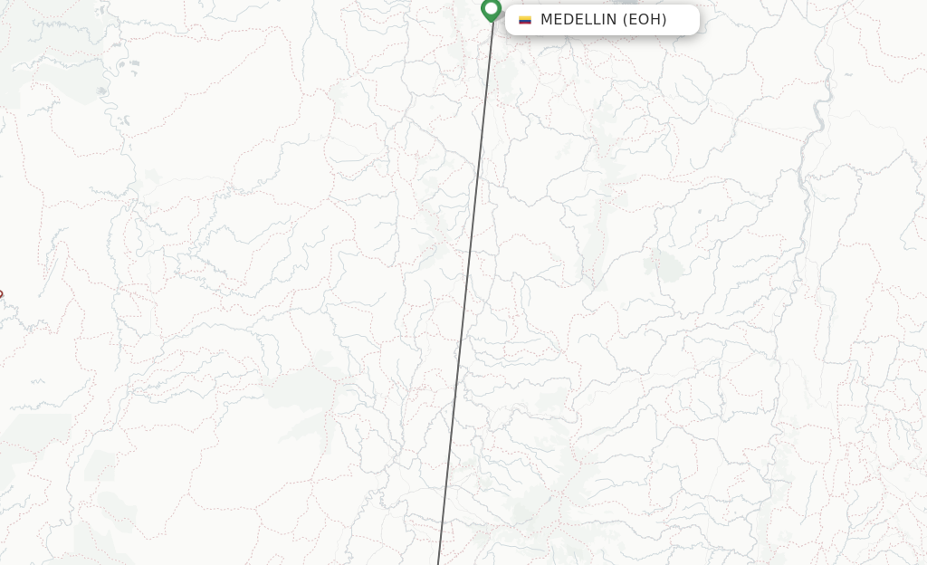Flights from Medellin to Armenia route map