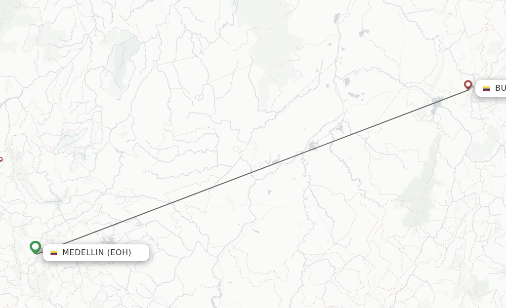 Flights from Medellin to Bucaramanga route map