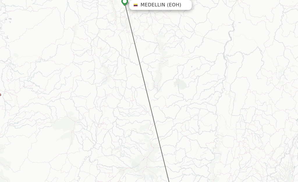 Flights from Medellin to Ibague route map