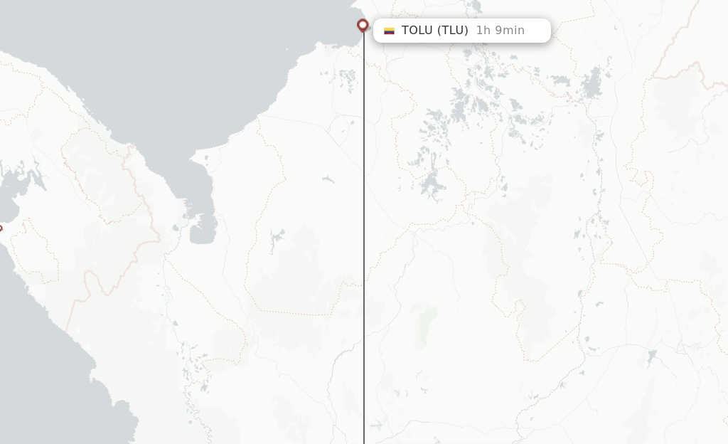 Flights from Medellin to Tolu route map