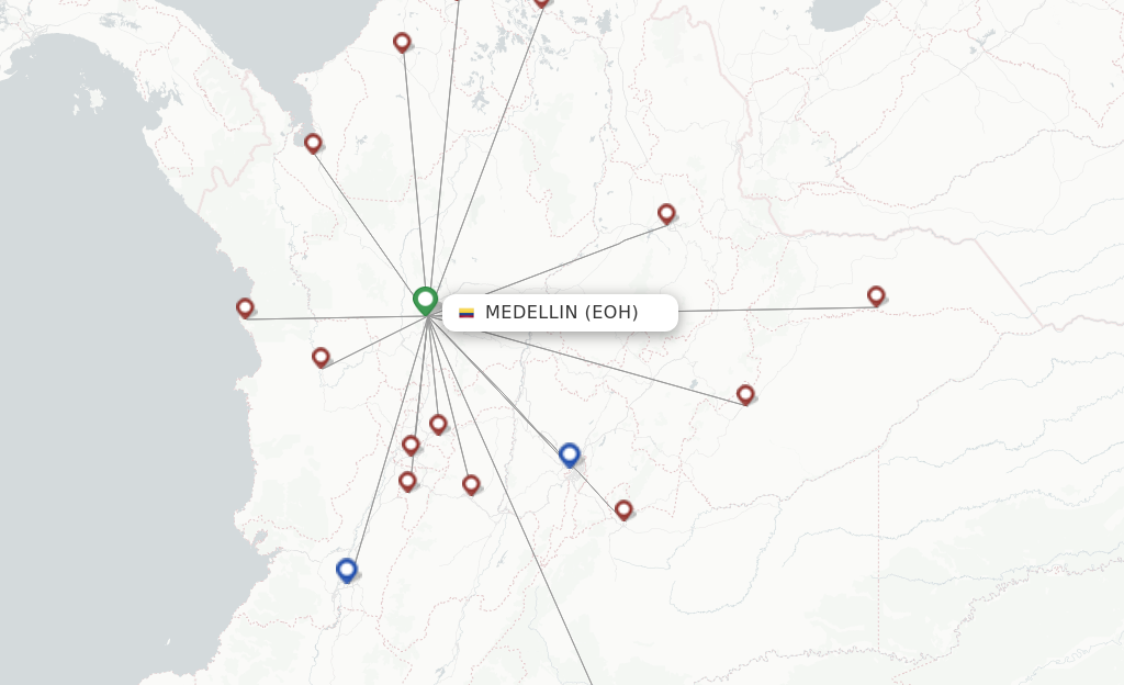 Route map with flights from Medellin with Clic Air