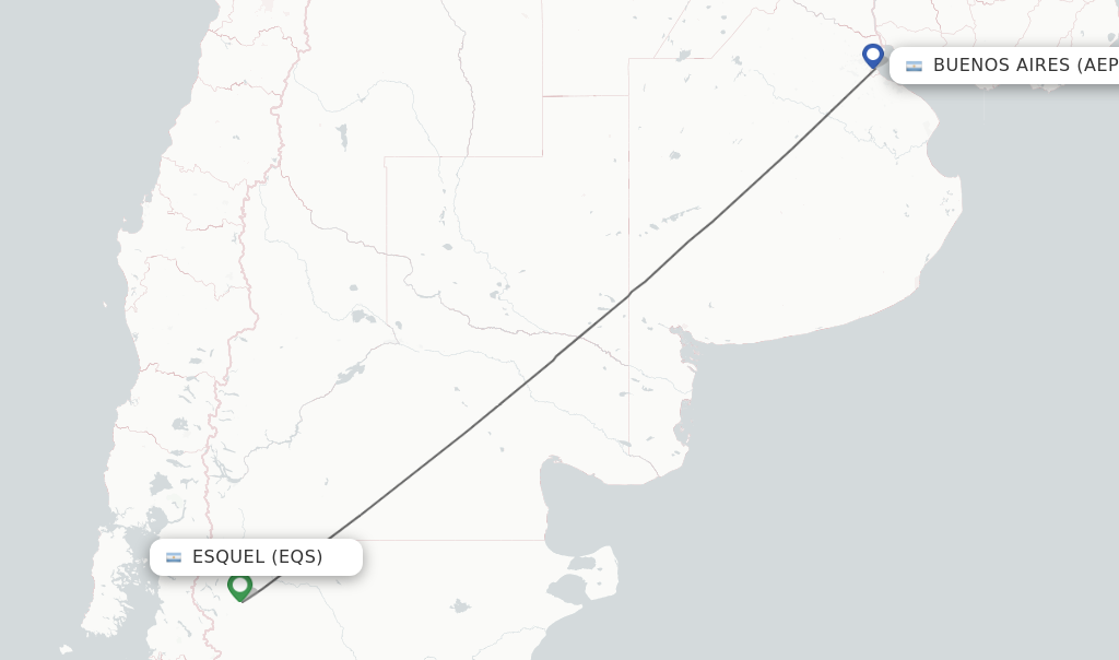 Flights from Esquel to Buenos Aires route map