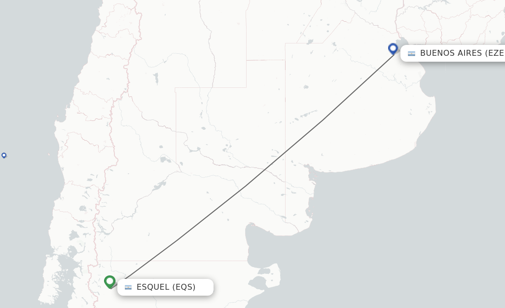Flights from Esquel to Buenos Aires route map