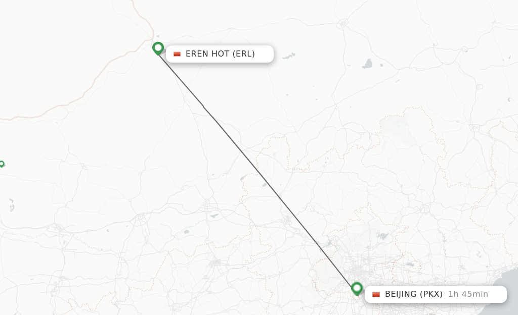 Flights from Eren Hot to Beijing route map