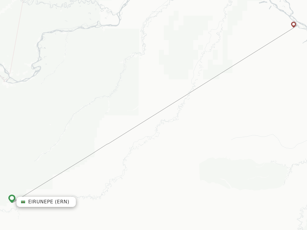 Flights from Eirunepe to Tabatinga route map