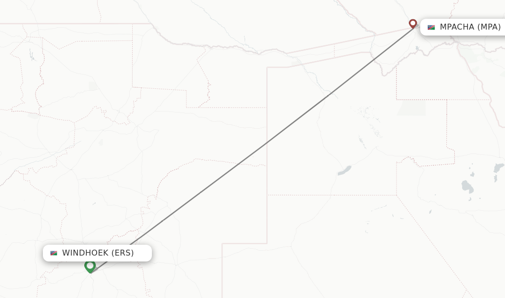 Flights from Windhoek to Mpacha route map